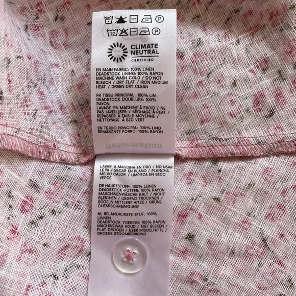 NEW Reformation Daria Linen Mini Dress Bow Rosin Pink Floral | size 0 - Picture 15 of 16